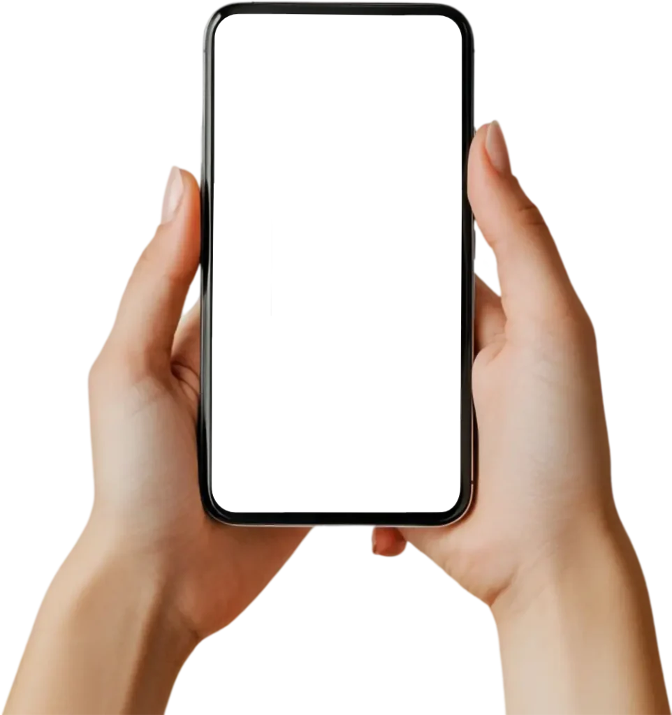 Hands holding phone mockup